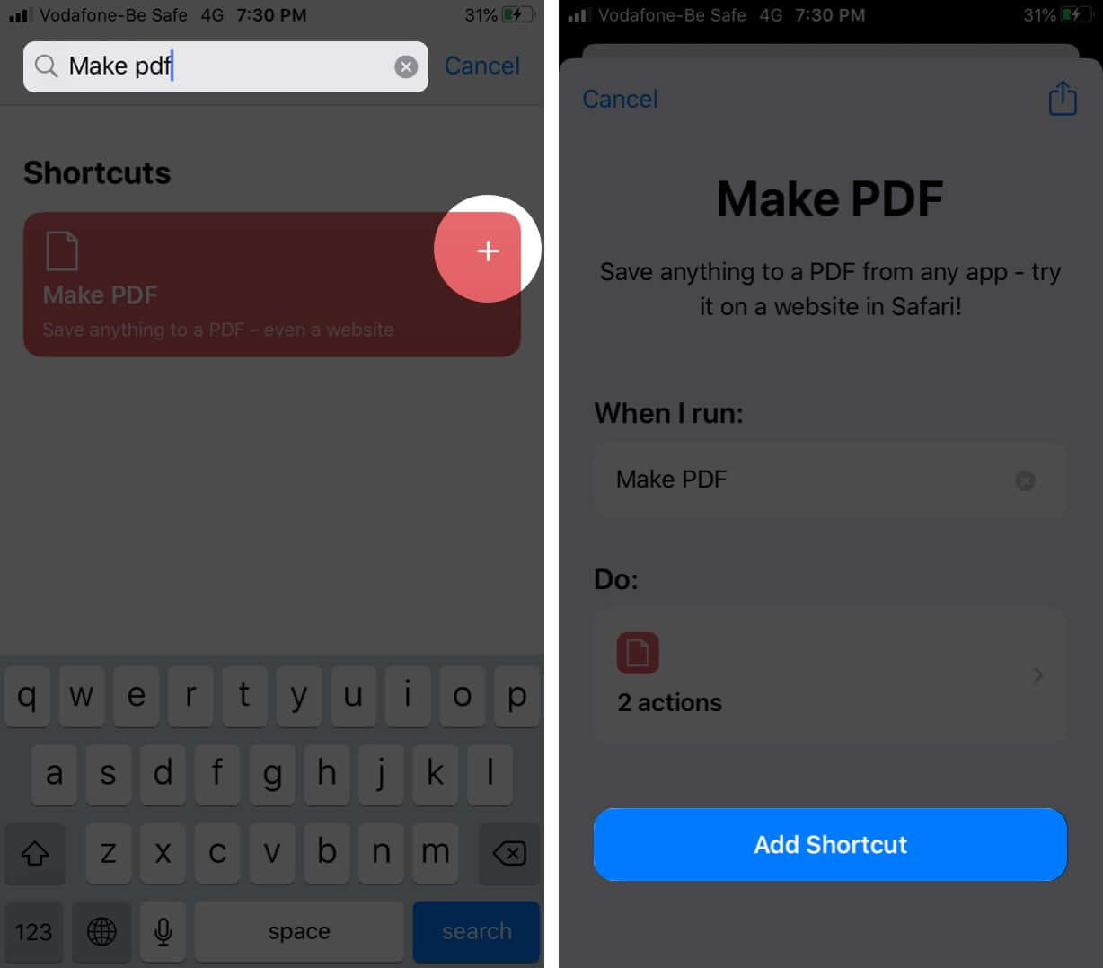 Add Make PDF to iOS 13 Shortcuts App