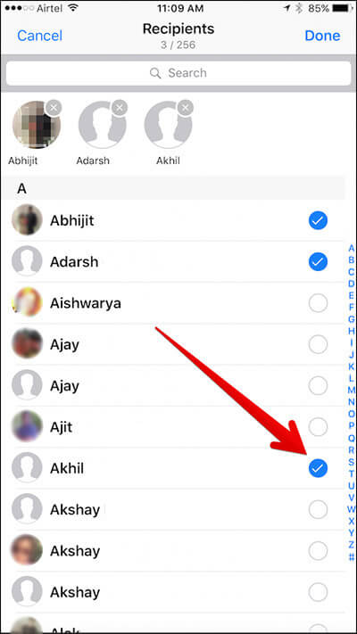 Add People in Broadcast List in WhatsApp on iPhone