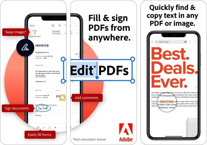 Adobe Acrobat Reader productivity app for iPhone and iPad