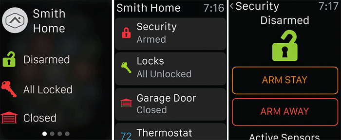 Alarm.com Apple Watch and iPhone App Screenshot