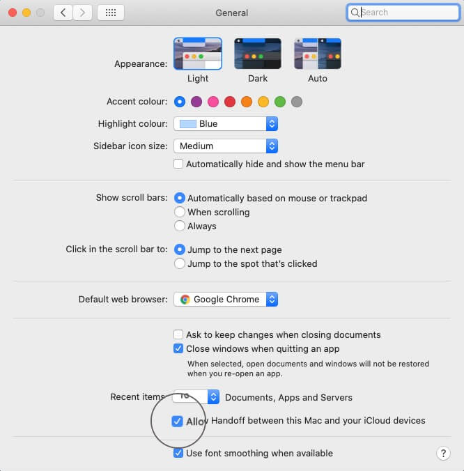 Allow handoff between this mac and your icloud devices on mac Allow Handoff between this Mac and your iCloud devices on Mac