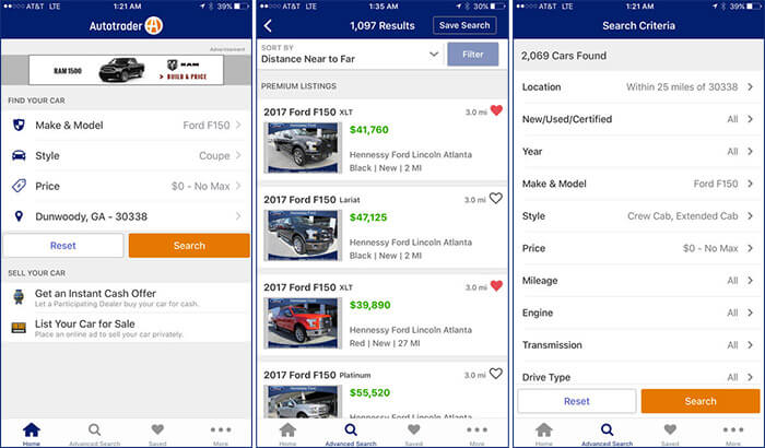 Autotrader iPhone and iPad Car Buying App Screenshot