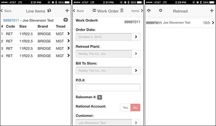 BASys Work Order Entry iPad App Screenshot