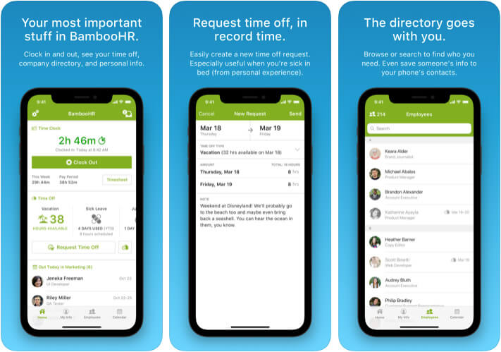 BambooHR iPhone and iPad App Screenshot