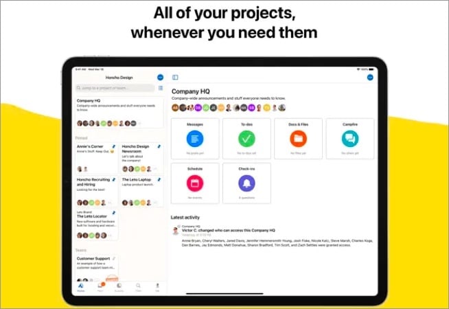 Basecamp project management software for iPad and iPhone