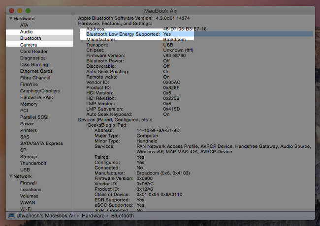 Bluetooth Low Energy Support in Mac OS X Yosemite