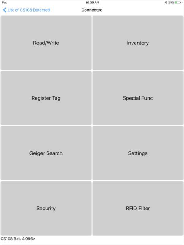 CS108 RFID Reader iPhone and iPad App