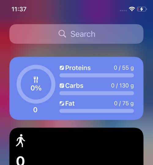 Calory third party widget for iOS 14