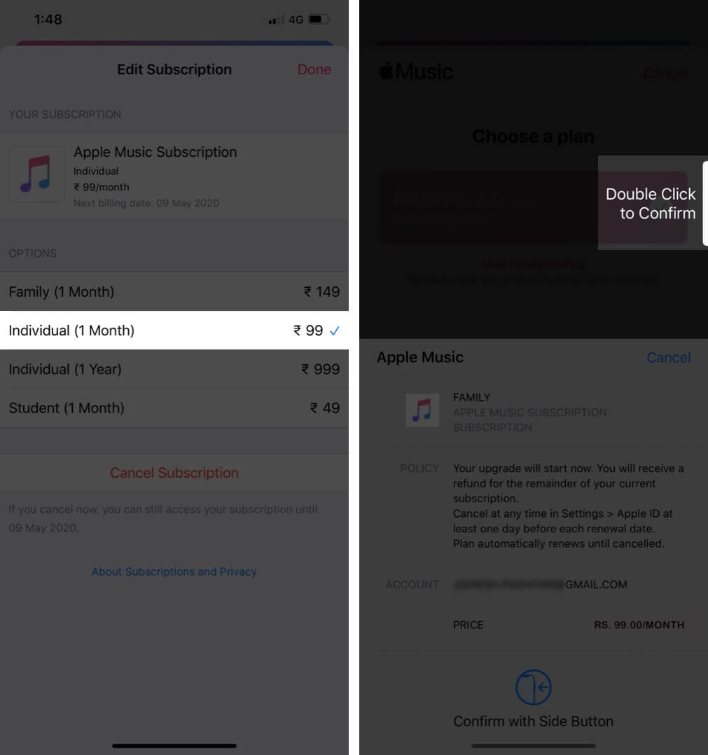 Change Family Plan to Individual Plan in Apple Music App