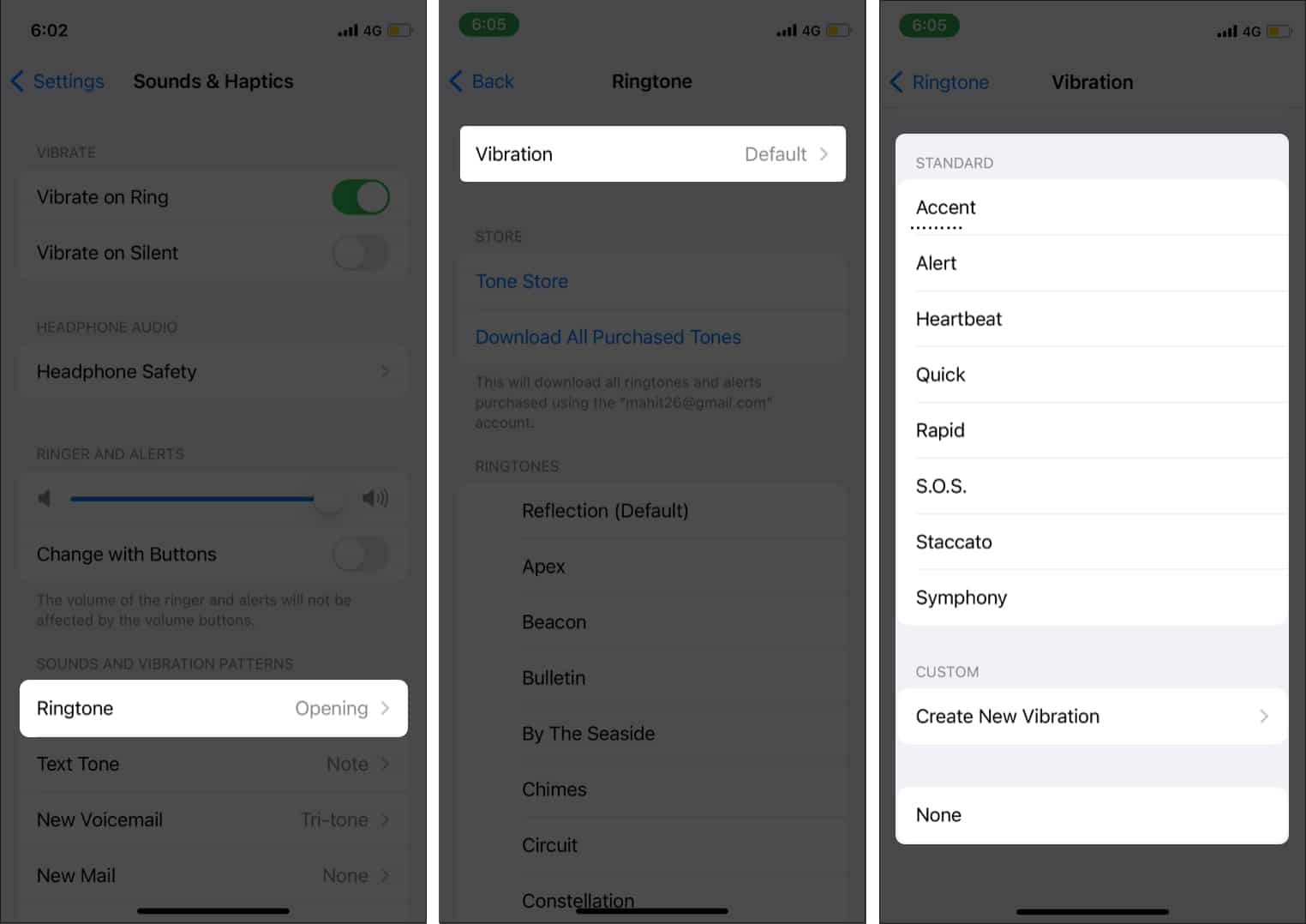 Change vibration pattern on iphone