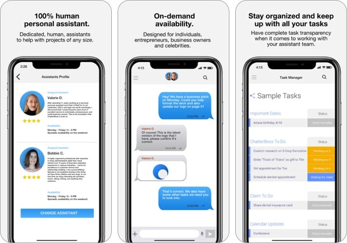 Chatterboss personal assistant app for iphone
