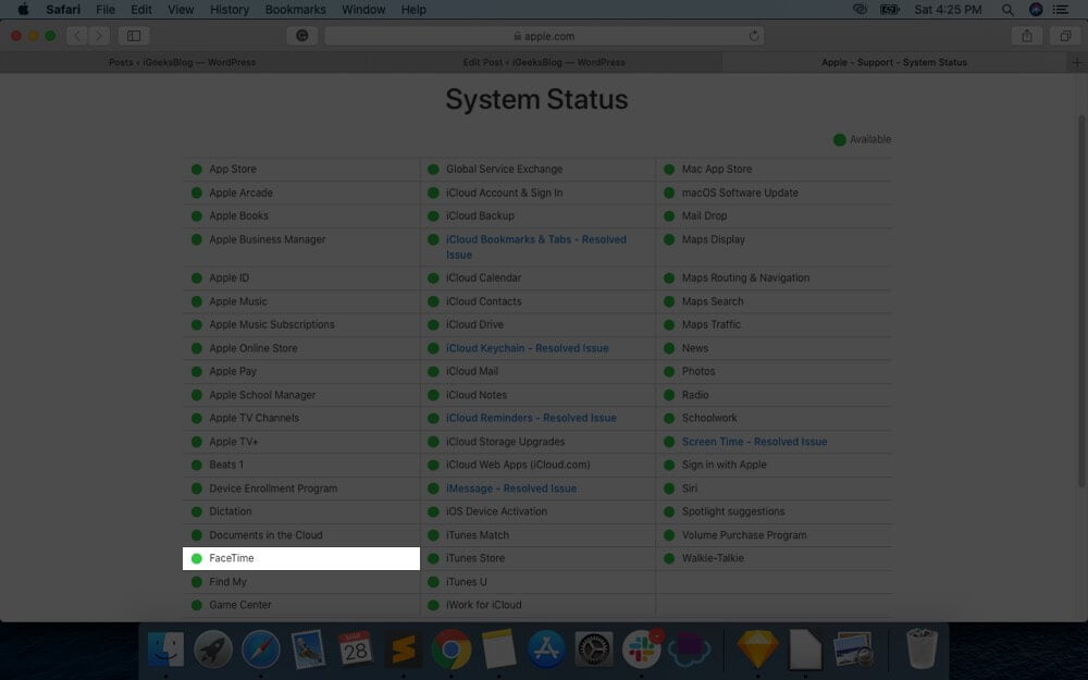 How to Fix FaceTime Waiting for Activation Error on iPhone Check FaceTime Server Status on Apple's System Page