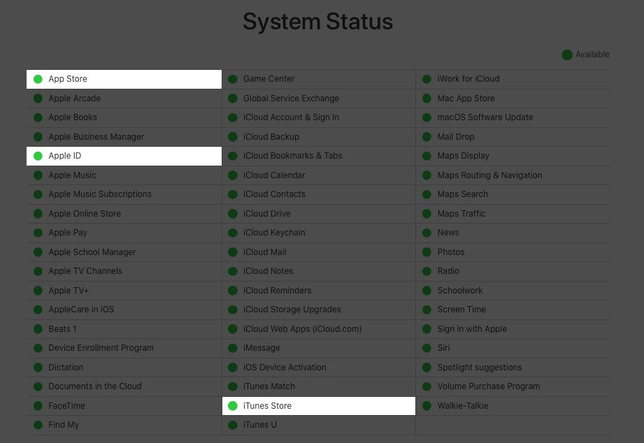 Check Server Status of App Store, Apple ID, and iTunes Store