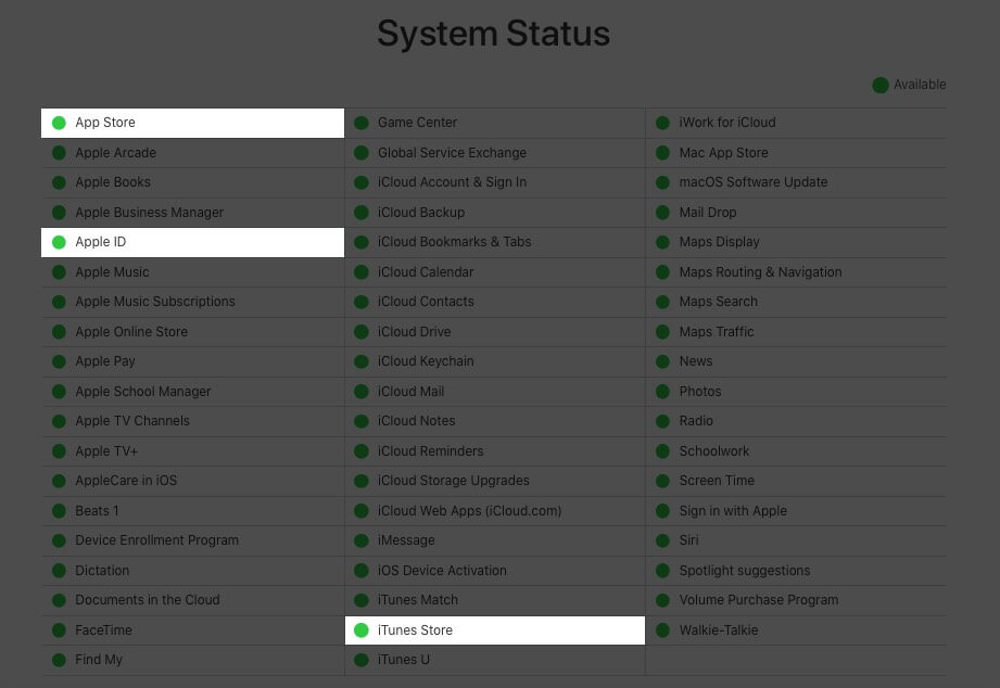 Purchased Audiobooks Not Showing on iPhone or iPad Check Server Status of App Store Apple ID and iTunes Store