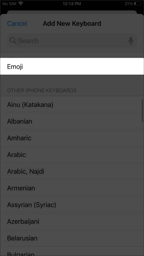 Choose Emoji from Keyboards on iPhone