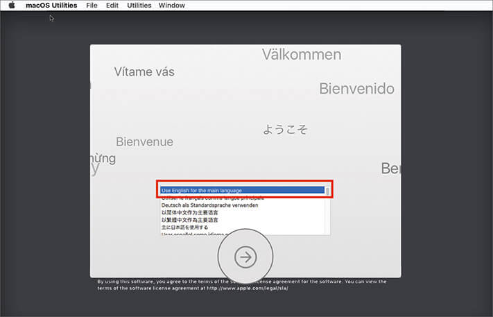 Choose Language in macOS Utilities