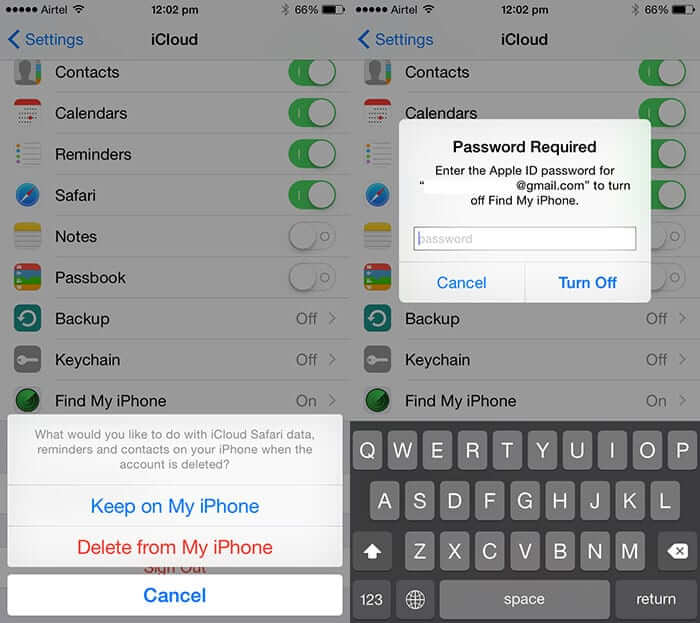 Choose Options in iCloud Option on iPhone