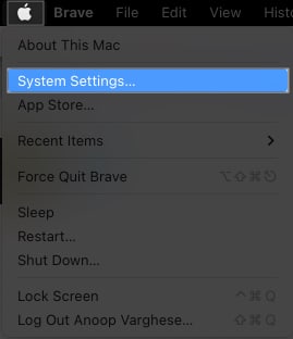 Click Apple logo, System Settings