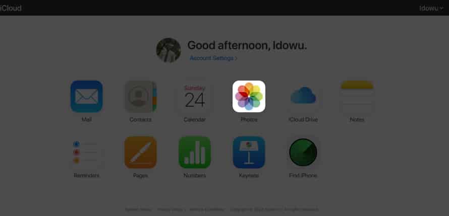 Click Photos in icloud on iPhone