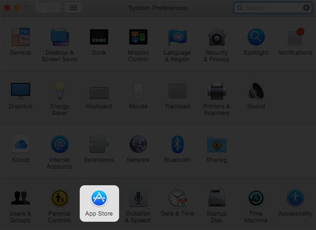 Click on App Store in Mac System Preferences
