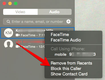 Click on Block This Caller in FaceTime App on Mac