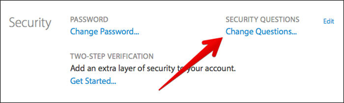 Click on Change Questions in Apple ID on Mac or Windows PC