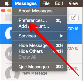 Click on Message Preferences in Mac