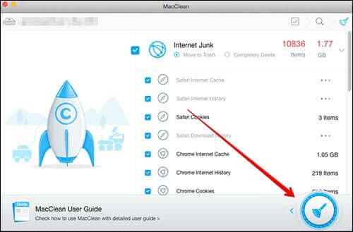 Click on Mop Icon in MacClean