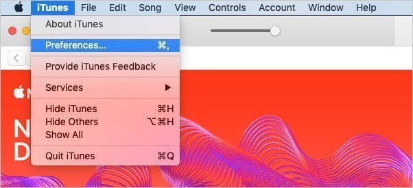 Click on Preferences in iTunes