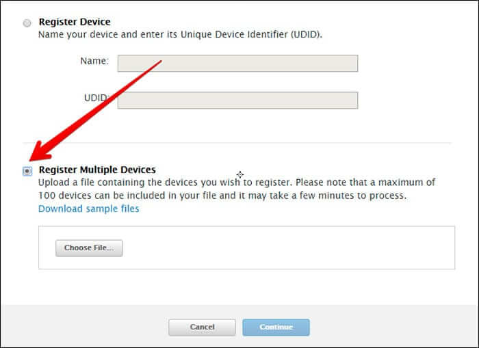 Click on Register Multiple Devices
