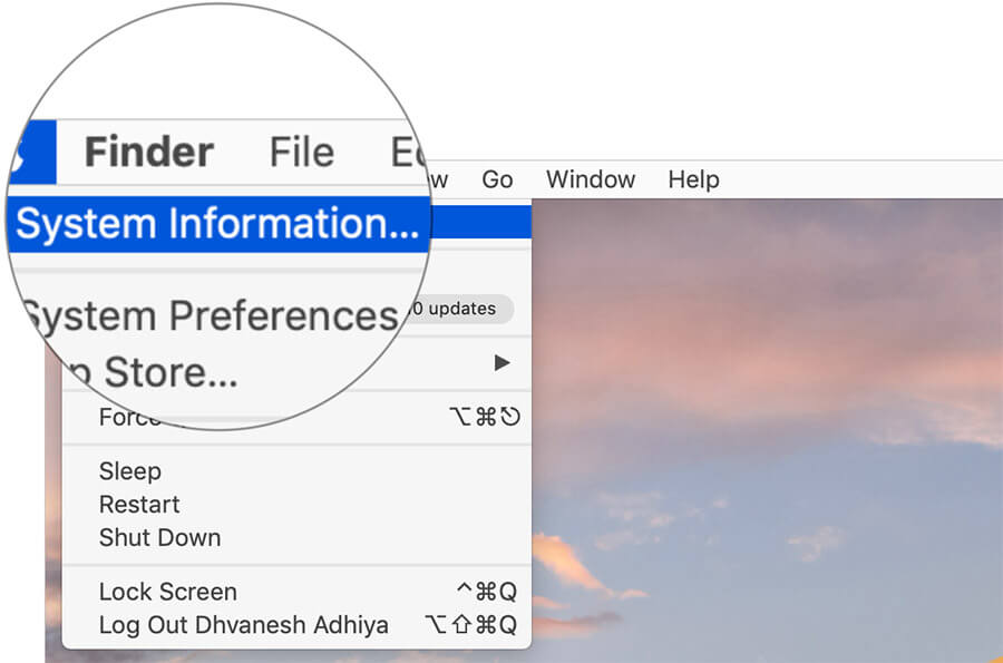 Click on System Information on Mac