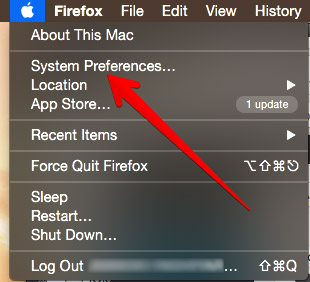 Click on System Preferences in Mac