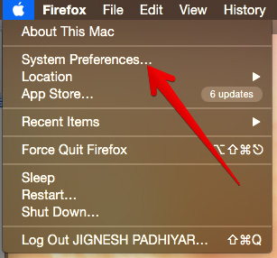 Click on System Preferences on Mac