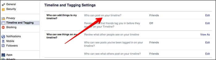 Click on Who Can Post on Your Timeline in Facebook