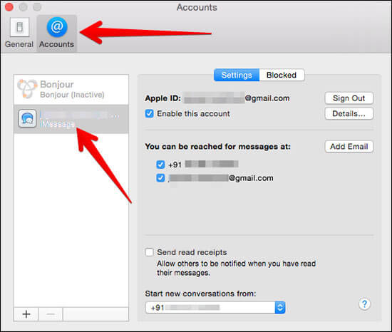 Click on Your Apple ID in iMessage App in Mac