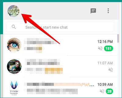 Click on your Profile Picture in WhatsApp Web