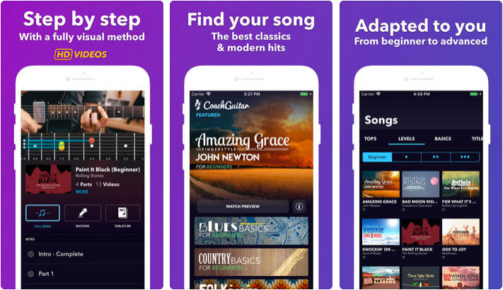 Coach Guitar chords tuner tabs iPhone and iPad App Screenshot