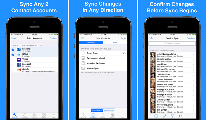 Contact Mover and Account Sync iPhone App Screenshot