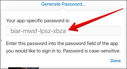 Copy the password you have just created