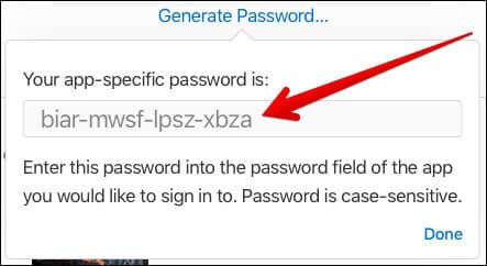 Copy the password you have just created Copy the password you have just created
