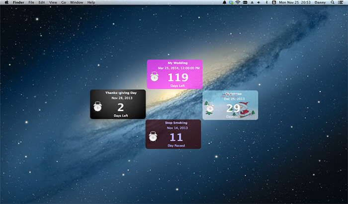 Countdown widget Mac App Screenshot