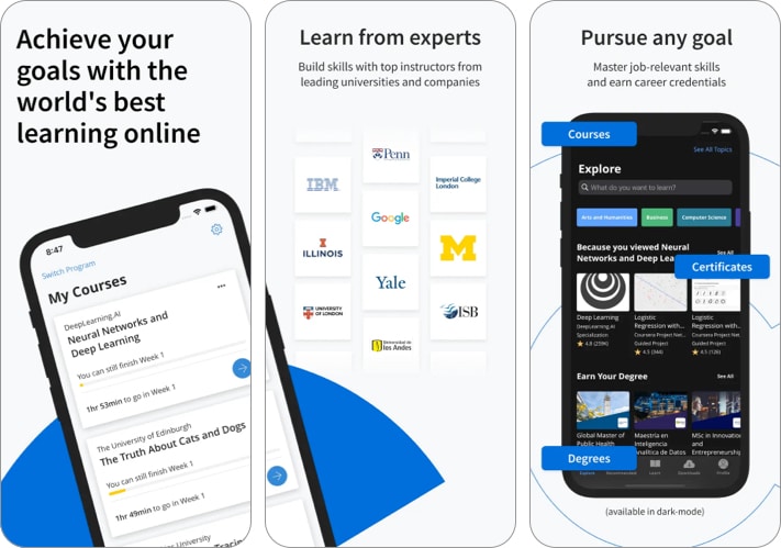 Coursera Learn career skills iPhone app screenshot