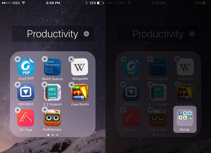 Create Folder in Folder in iOS 9 on iPhone and iPad