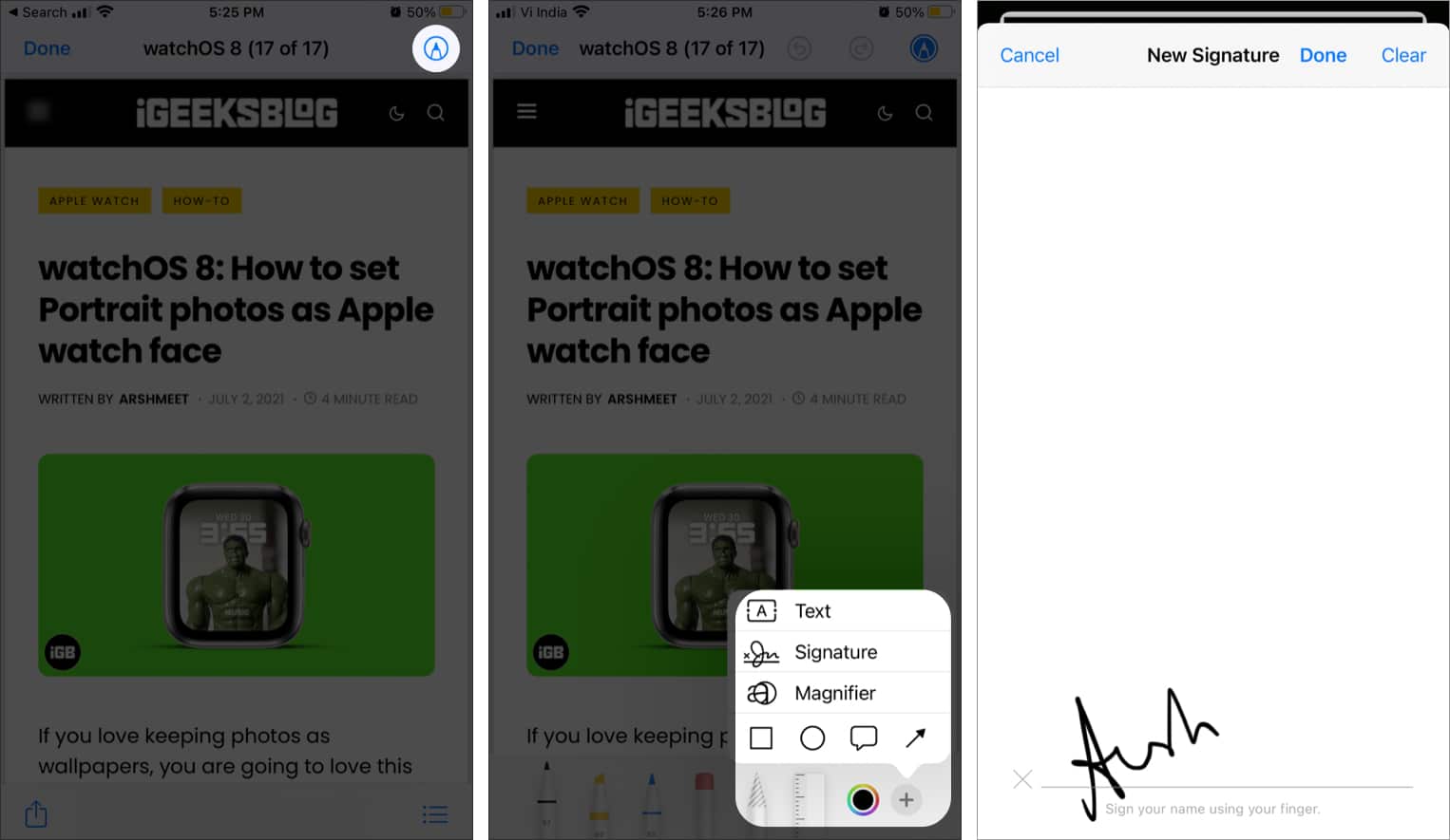 Create a signature on iPhone using the Files app