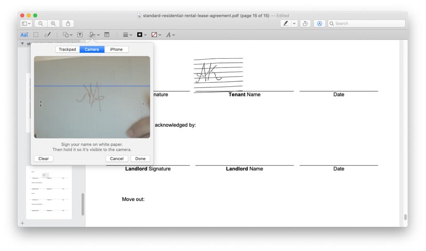 Create a signature using Mac Camera
