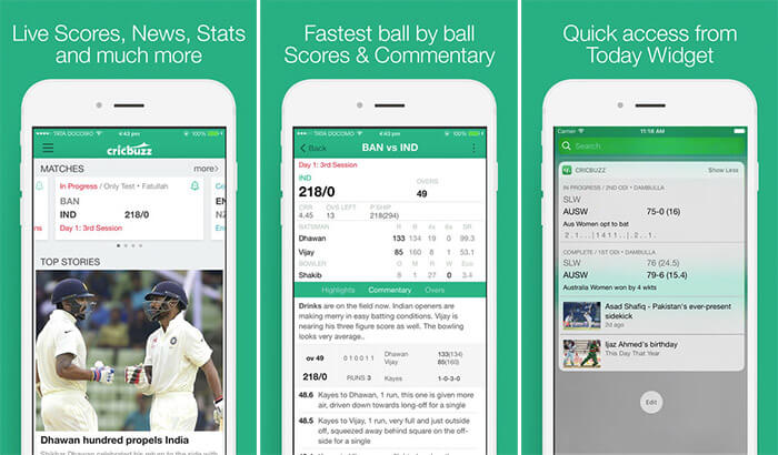 Cricbuzz iPhone App Screenshot