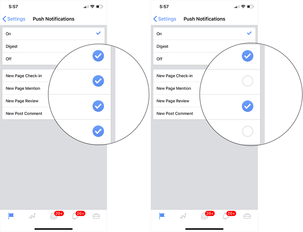 Customize Notifications for Facebook Page on iPhone or iPad
