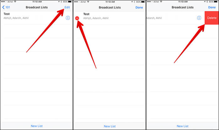 Delete Broadcast List from WhatsApp on iPhone