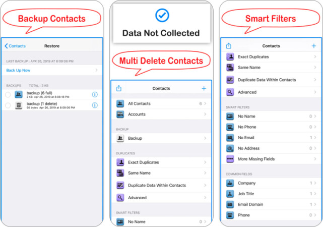 Delete Contacts+ app to delete duplicate iPhone contacts