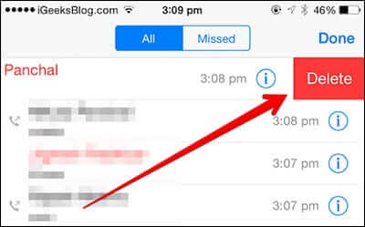 Delete Particular WhatsApp Call History on iPhone